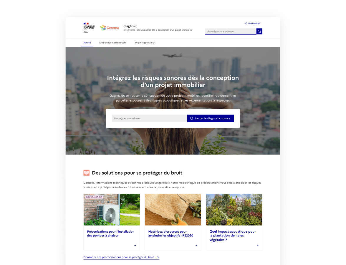 Nouvelle page d'accueil avec un engagement fort vers le diagnostic